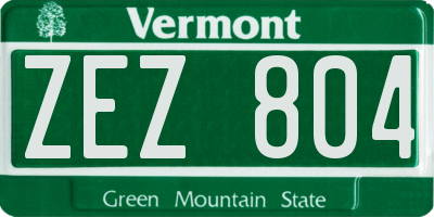 VT license plate ZEZ804