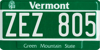 VT license plate ZEZ805