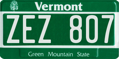 VT license plate ZEZ807