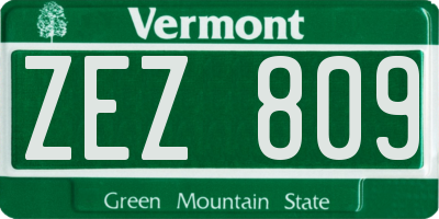 VT license plate ZEZ809