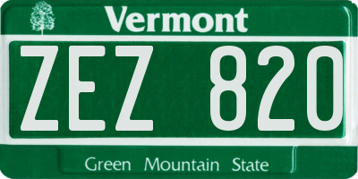 VT license plate ZEZ820