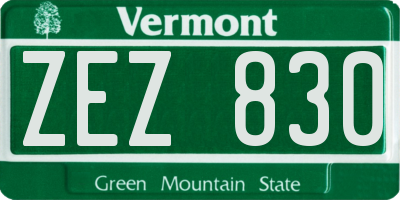 VT license plate ZEZ830