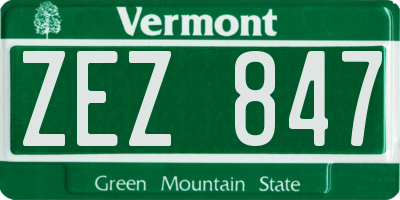 VT license plate ZEZ847