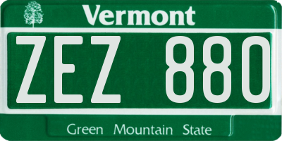 VT license plate ZEZ880