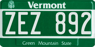 VT license plate ZEZ892