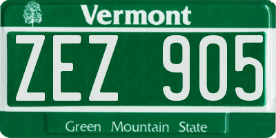 VT license plate ZEZ905