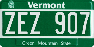 VT license plate ZEZ907