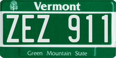 VT license plate ZEZ911