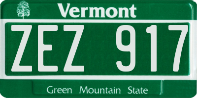 VT license plate ZEZ917
