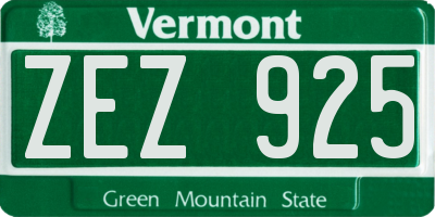 VT license plate ZEZ925