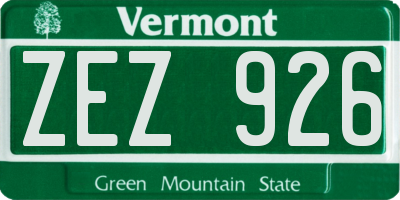 VT license plate ZEZ926