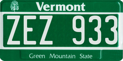VT license plate ZEZ933