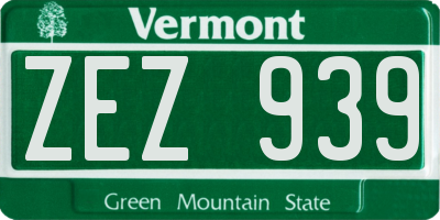 VT license plate ZEZ939