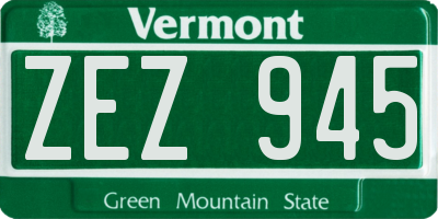 VT license plate ZEZ945