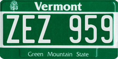 VT license plate ZEZ959