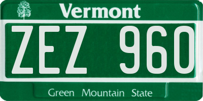 VT license plate ZEZ960