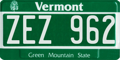 VT license plate ZEZ962