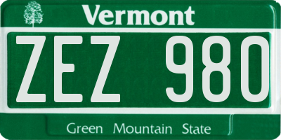 VT license plate ZEZ980