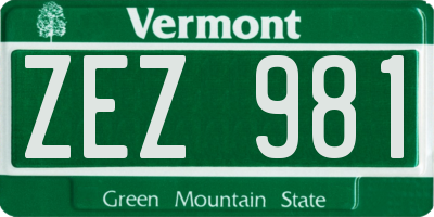 VT license plate ZEZ981