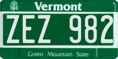 VT license plate ZEZ982