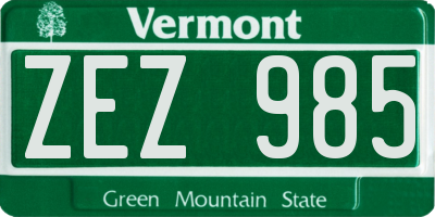 VT license plate ZEZ985
