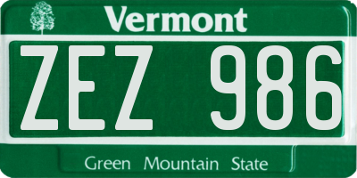 VT license plate ZEZ986