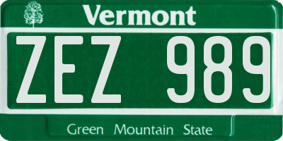 VT license plate ZEZ989