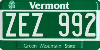 VT license plate ZEZ992