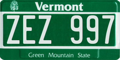 VT license plate ZEZ997
