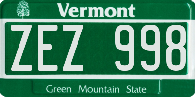 VT license plate ZEZ998