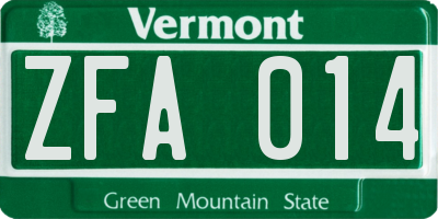 VT license plate ZFA014