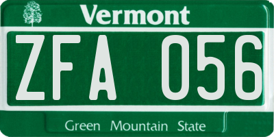 VT license plate ZFA056