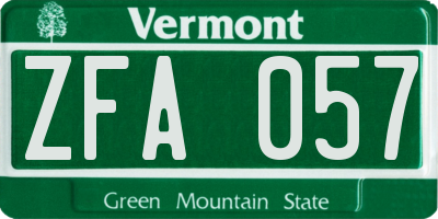 VT license plate ZFA057