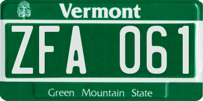 VT license plate ZFA061