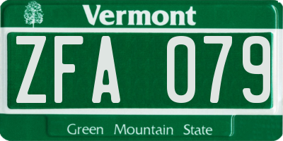 VT license plate ZFA079