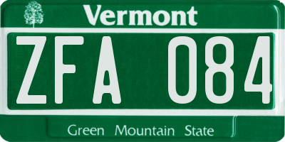 VT license plate ZFA084