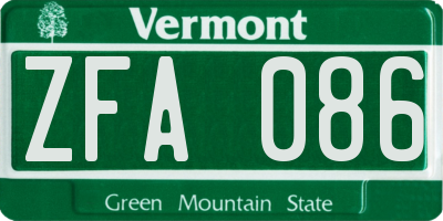 VT license plate ZFA086
