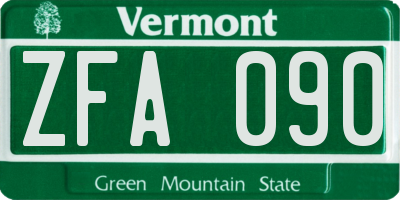 VT license plate ZFA090