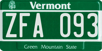 VT license plate ZFA093