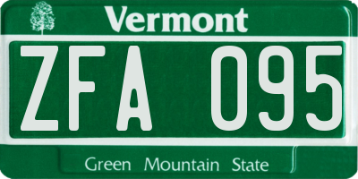 VT license plate ZFA095