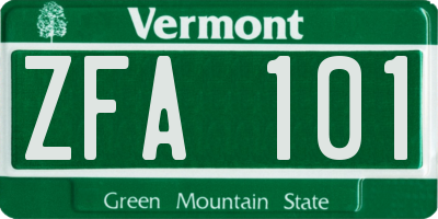 VT license plate ZFA101