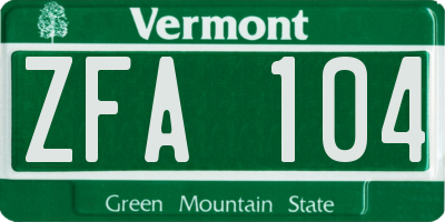 VT license plate ZFA104