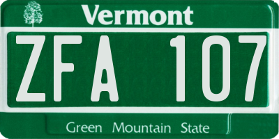 VT license plate ZFA107