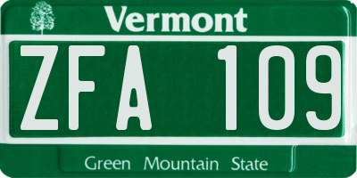 VT license plate ZFA109