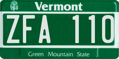 VT license plate ZFA110
