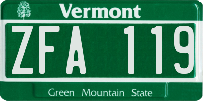 VT license plate ZFA119