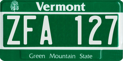 VT license plate ZFA127