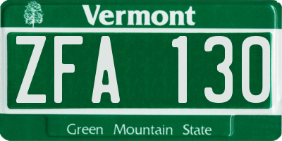 VT license plate ZFA130