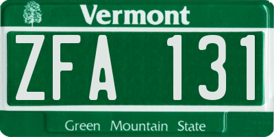 VT license plate ZFA131