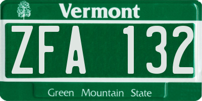 VT license plate ZFA132